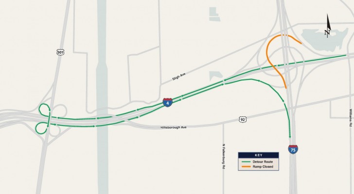 Westbound I-4 Ramp to Southbound I-75 Closing Thursday Night